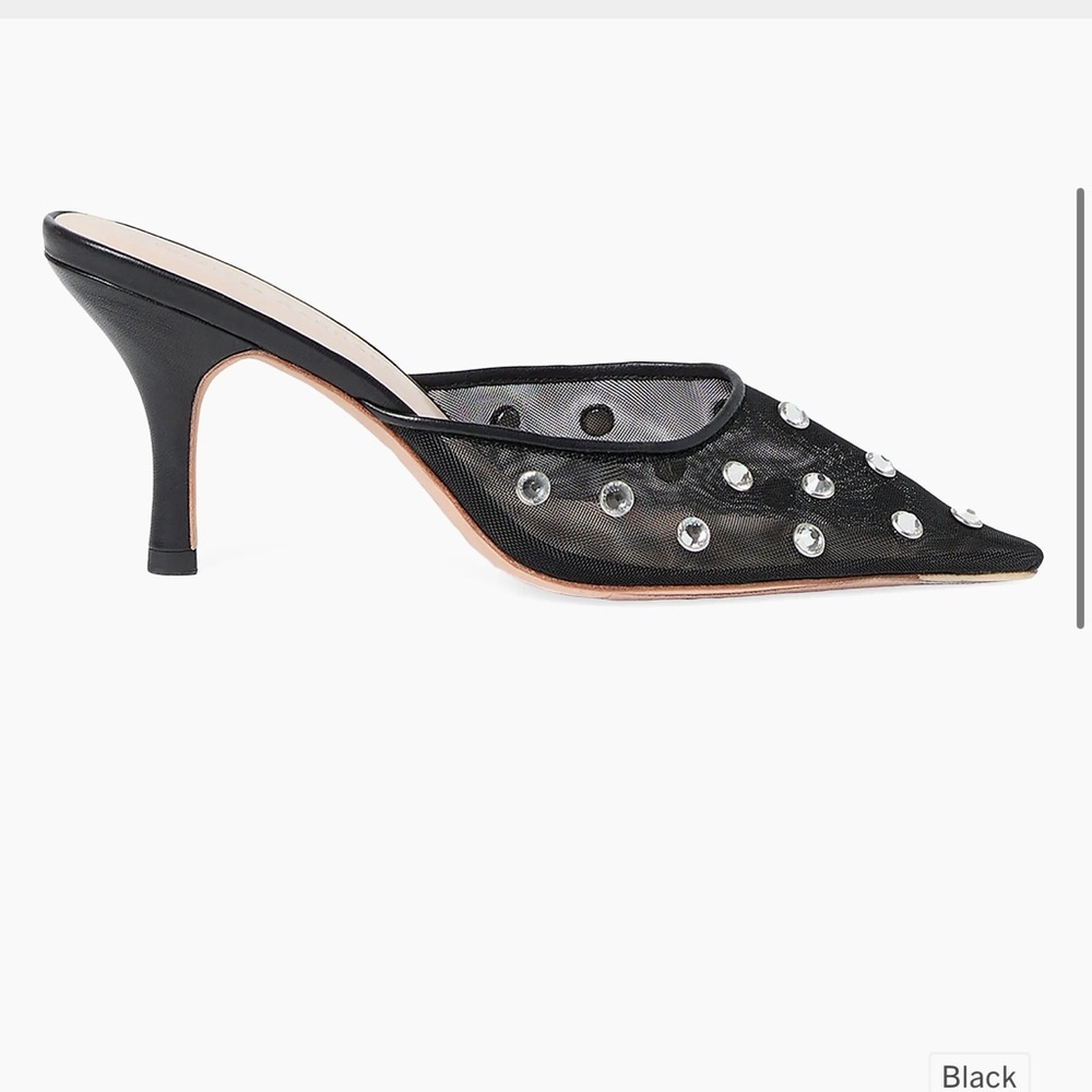 Loeffler Randall Black Mesh Mules with Embellishments